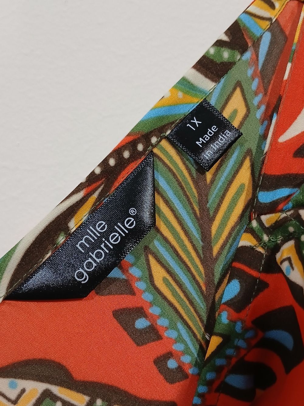 NWT Mlle Gabrielle Tropical Handkerchief Hem Dress Size 1X Boho Tropical - Picture 4 of 9